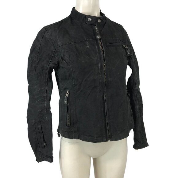 ROLAND SANDS DESIGN  ~ MEN MEDIUM BLACK VADA FULL ZIP WAXED COTTON MOTO JACKET - Picture 1 of 8